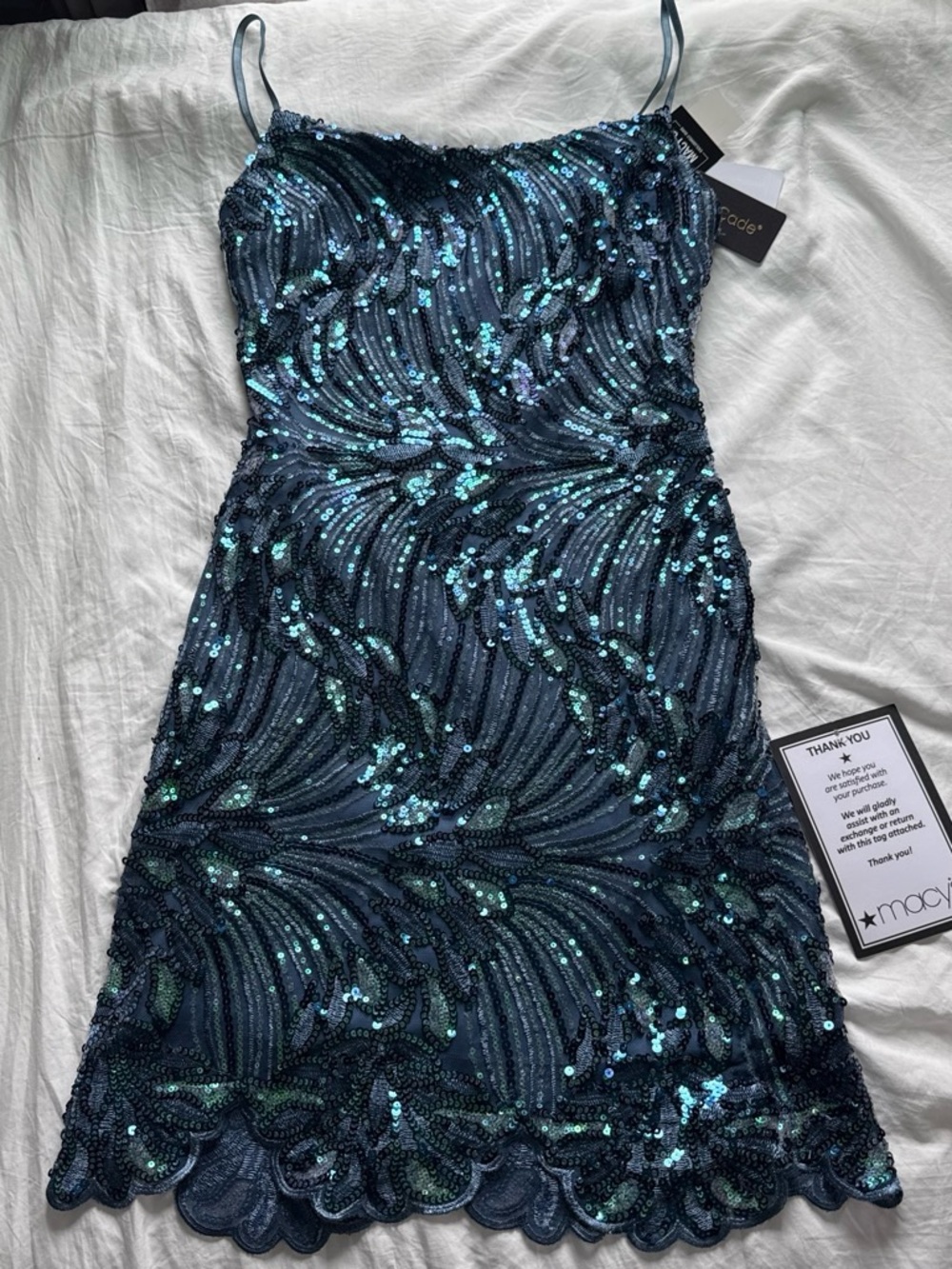 Macy's Navy Blue Sequin Spaghetti-Strap Mini Dress